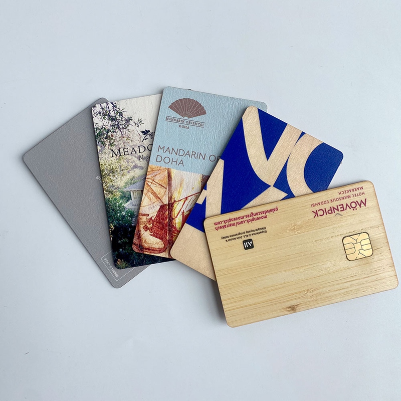 Custom printing mifare ultralight ev1 chip wooden bamboo cherry material rfid hotel card