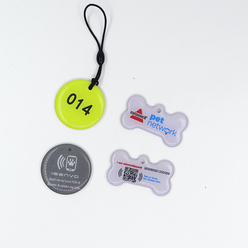 Programmable Printed Logo NFC ID PET Dog Tag Rfid Epoxy Keychain with Variable QR Code